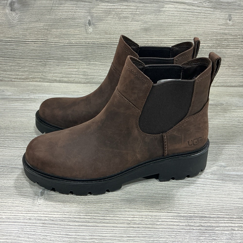 UGG Loxley Chelsea Waterproof Boots Leather 1138119 Pull On Brown Women's 8.5 - Picture 3 of 12